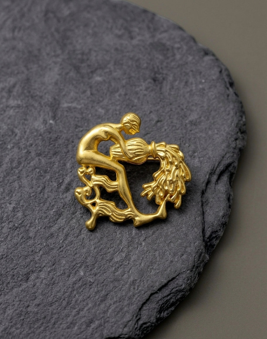 Aquarius Zodiac Brooch